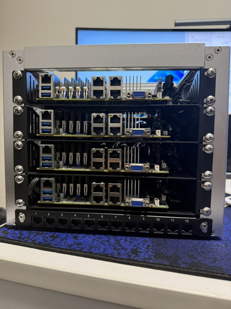 Rear view showing the I/O of the Supermicro server nodes